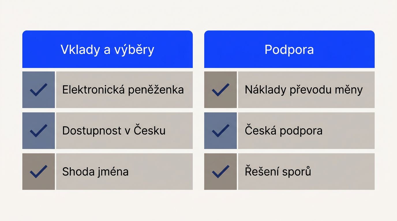 Platby, výběry a zahraniční sázkové kanceláře